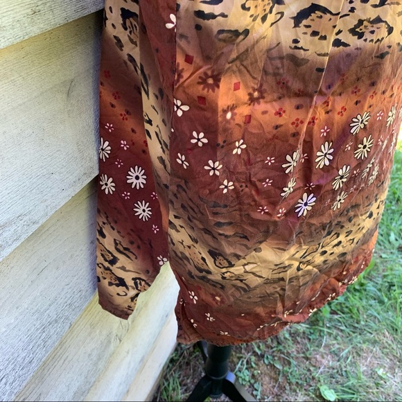 Vintage 90s Bob Mackie Silk Floral Leopard Print Button Down Long Sleeve Shirt - Picture 14 of 16